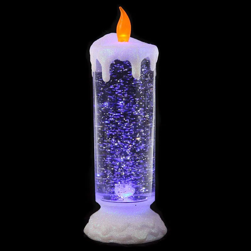 Holiday Decorations Flameless Color Changing Snow Globe Winter Candle