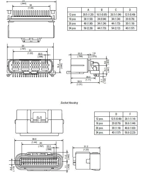 Jae 34 Pin Pcb Standard Pinheader Ecu Car Electrical Connectors ...