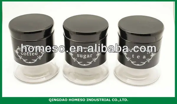 Black Stainless Steel Coated Gl Tea Sugar Coffee Canister Black Stainless Steel Coated Gl Tea Sugar Coffee Canister Canisters For Kitchen Storage Product On