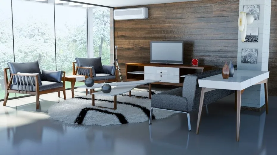 Woonkamer meubels houten tafel in het midden braziliaanse modern ... Wood modern woonkamer