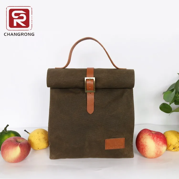 Personalized Compartment Army Waterproof Waxed Canvas Lunch Tote Bags