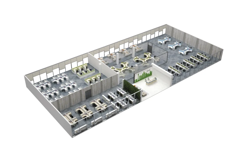 新的现代设计办公室分区,简单的办公工作站,开放的工作站
