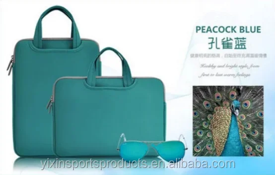 Neoprene soft laptop sleeve tote bag carrying case briefcase business laptop bag with Pockets for Charger /Mouse/ keyboard