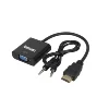 XANUAN High Quality Gold Plated HDMI to VGA Adapter Black Cable Converter with 3.5mm Audio Cable Male to Female