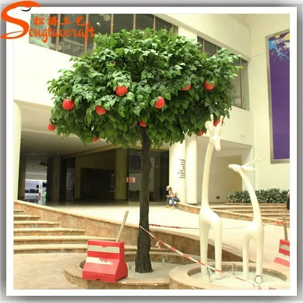 4m Decorative Fiberglass Fake Fruit Trees Artificial Crystal Apple Tree