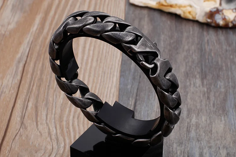 KALEN 316L Stainless Steel Brushed Link Chain Bracelets For Men 22cm Chunky Homme Wrist Bracelets Jewelry