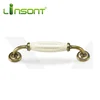Linsont kitchen furniture drawer hardware porcelain ceramic brushed brass cabinet pulls