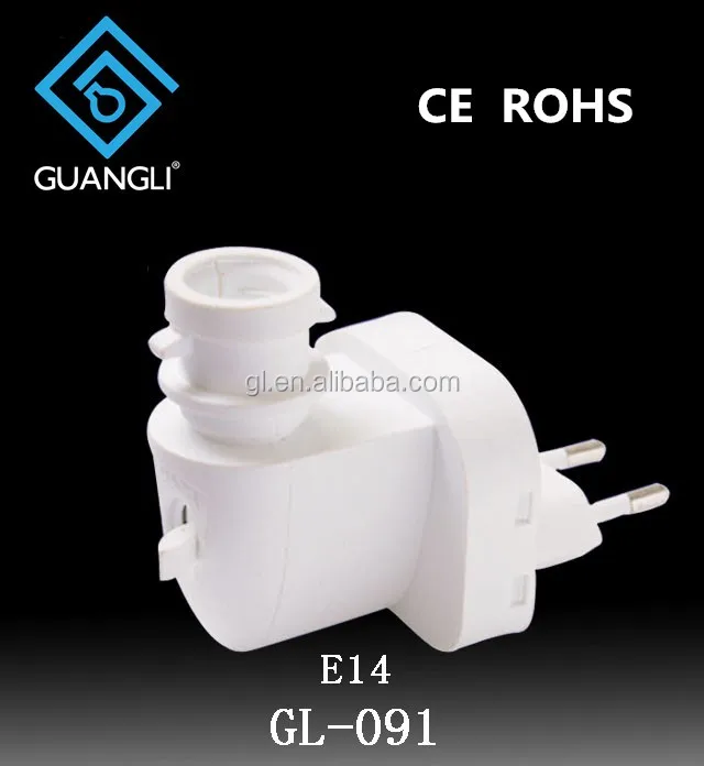 091 CE ROHS approved E14 night light electrical plug socket with European plug in lamp holder salt lamp 220V or 240V