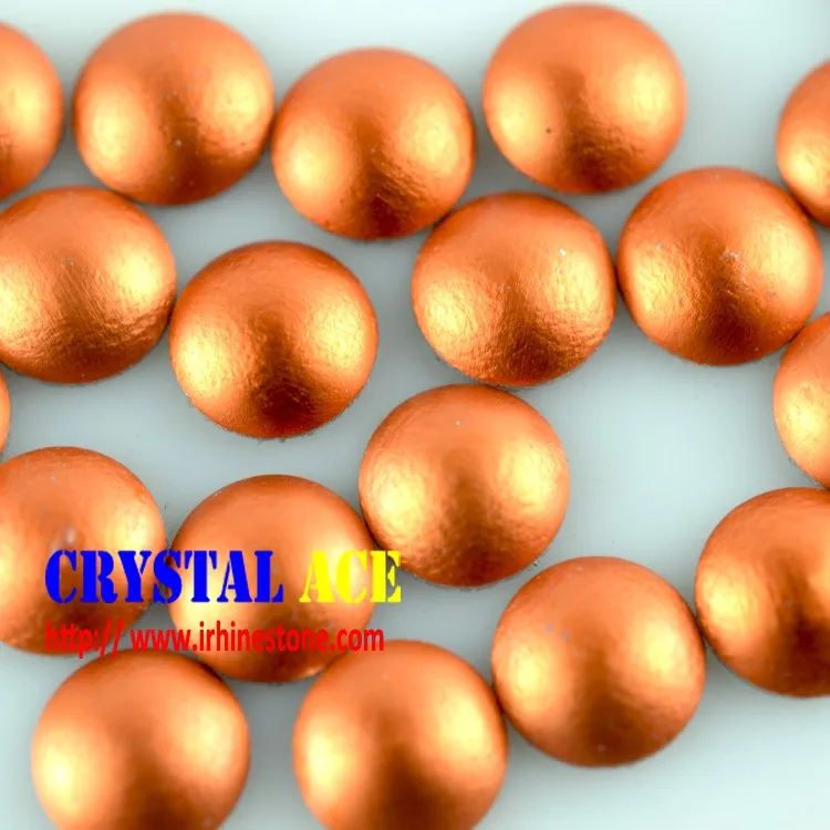 1.5mm Orange frosted color half round lead free korean quality pearl for shoes in China