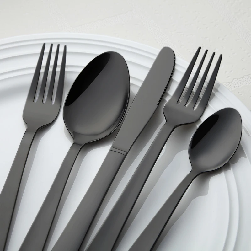 Black Cutleryset,Cutlery Black Steel,Matte Black Flatware Buy High