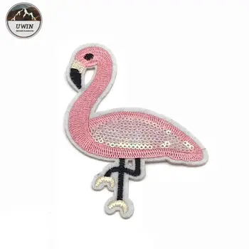 3d Vivid Pink Flamingo Payet Patch Berwarna Cerah Gaya Hewan Patch