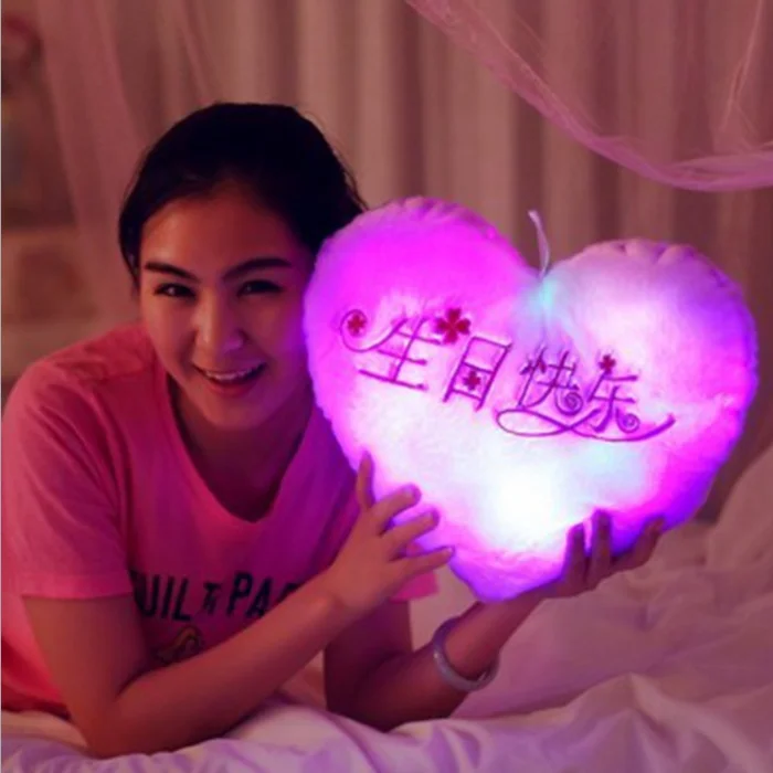 black pink light up plush heart