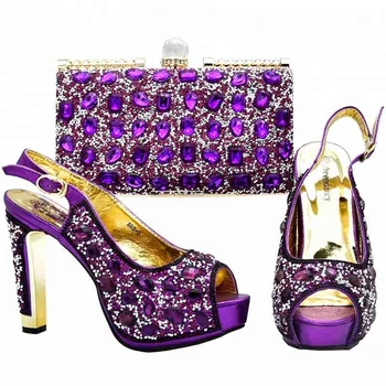 purple shoes and bag for wedding