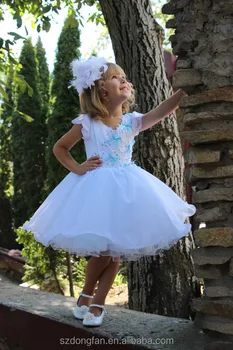 pink and blue flower girl dresses