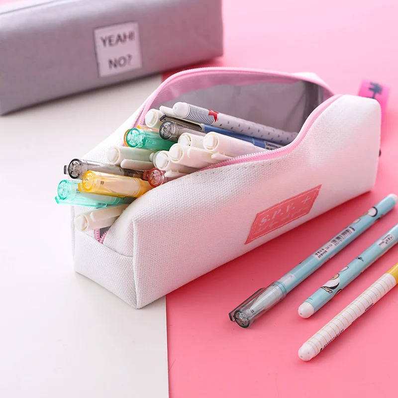 Cute fresh Korean pencil bag multi-function large capacity canvas storage pen case