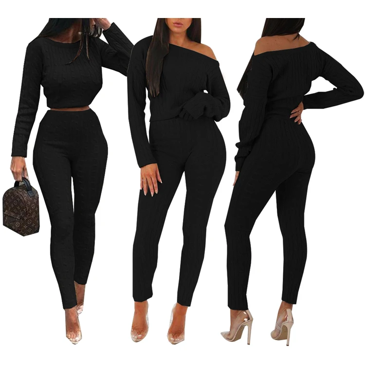 2019 Spring High-Elastic Two Piece Set Womens Knitwear Sweaters Clothing