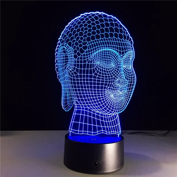 Buddha Lamp Buddhism 3D LED Light USB Color Night Light Decoration Innovation Christmas Gift for Good Luck