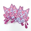 Fashion Design Custom Rainbow Color Fabric Laser Cut Fox Animal Shape Glitter Background Embroidered Patches for Dresses