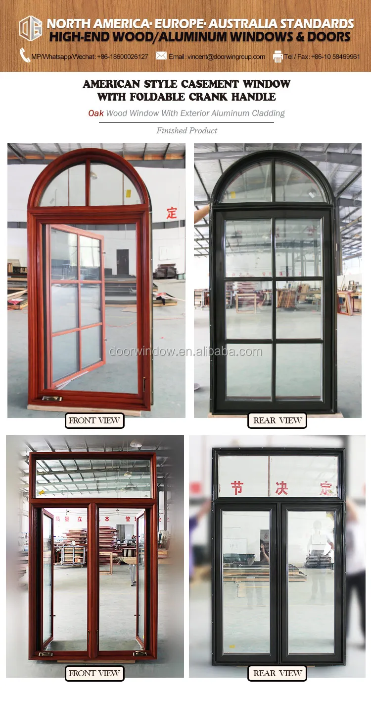 wooden aluminum arched shaped round window for sale