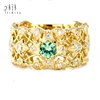 HongKong Wholesale Antique Style Jewelry Natural Green Garnet Alternative Wedding Rings for Couples