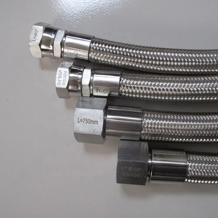 Ss Braided Ptfe Hydraulic Hose With Bsp Female Swivel Fittings For