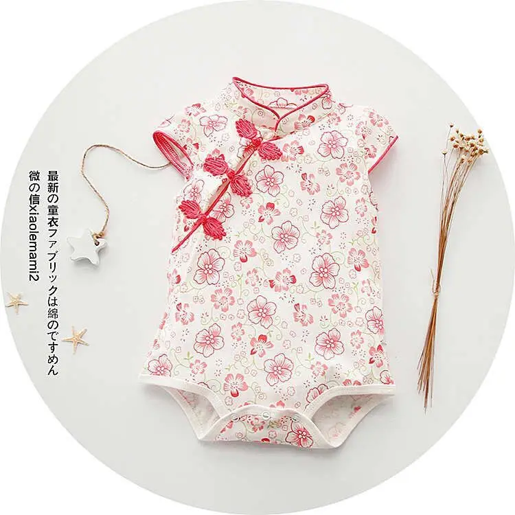 Flower Cotton Romper Tradition Clothing Baby Kids Girl Cheongsam - Buy