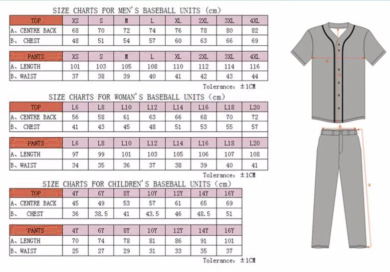 jersey sizes baseball