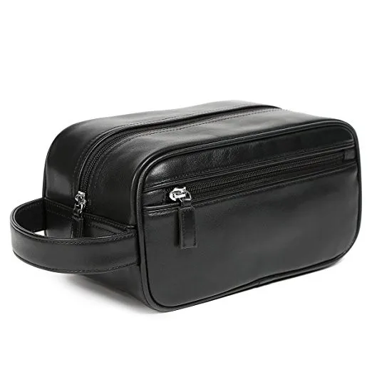 Mens Travel Toiletry Bag Canvas Leather Cosmetic Makeup Organizer ...