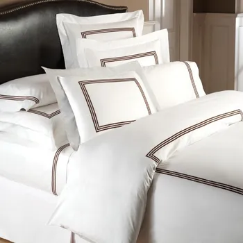 Luxury King Size White Hotel Embroidery Bedding Sheet Sets Duvet