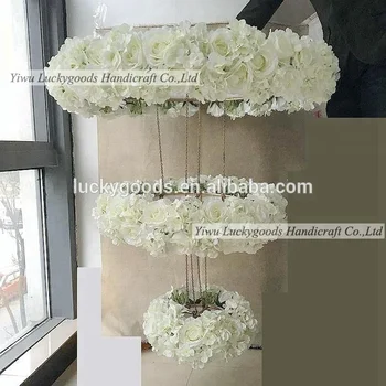 Whole 3 Tier Cream White Rose And Hydrangea Hanging Flower Whole 3 Tier Cream White Rose And Hydrangea Hanging Flower Arrangement For Wedding Event