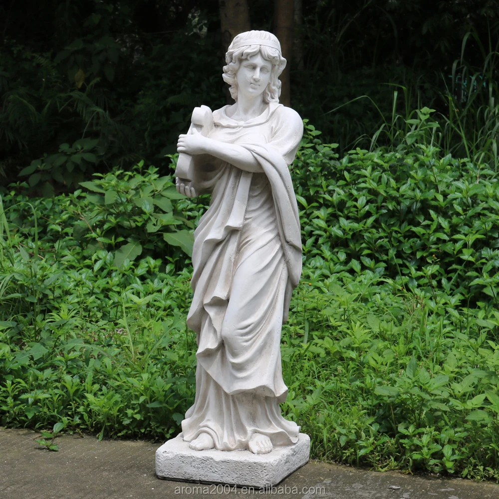 GRC concrete sculpture classical lady with musical instrument outdoor ...