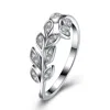 High fashion women noble olive branch ring 925 silver zircon plant leaf import jewelry for women