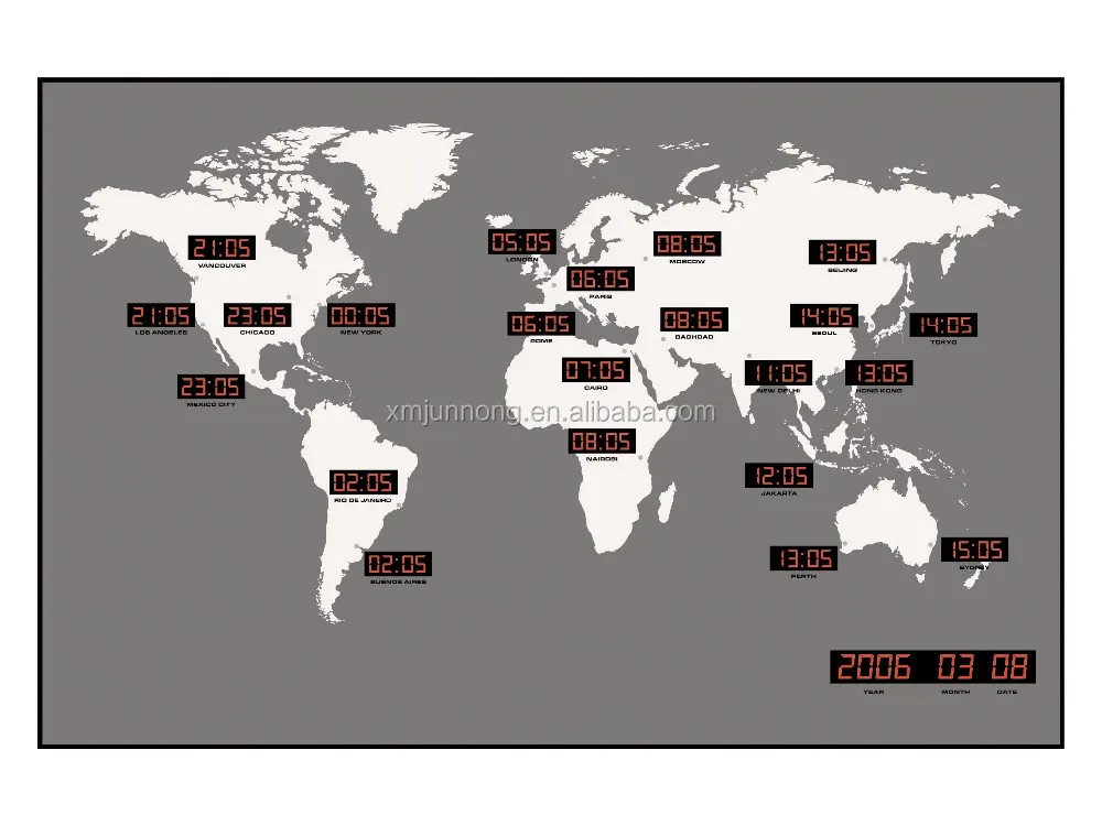 Large Led Digital World Time Zone Electronic Wall Clock Buy World Time Zone Clock,Electronic