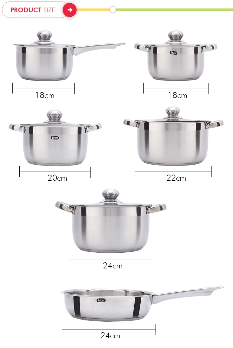 15 Pcs Induction Bottom Cookware Set Stainless Steel Kitchen Pots And