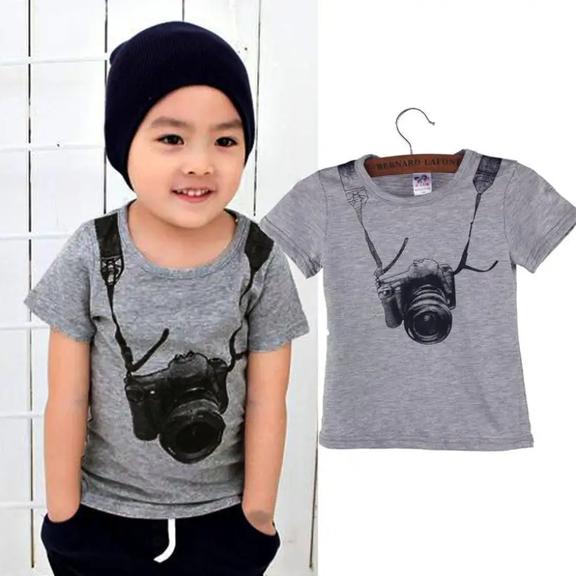 toddler boy clothing Summer Children Boy Kids Camera Short Sleeve Tops O Neck T Shirt Tees