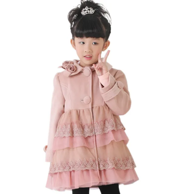hot sale! wholesale kids clothes winter coat for baby girls woolen jecket