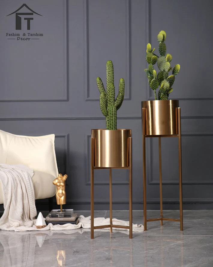 Home Decor Embosed Gold Metal Standing Large Floor Flower Vase Buy