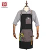 custom heavy duty waxed canvas black workshop apron with pockets