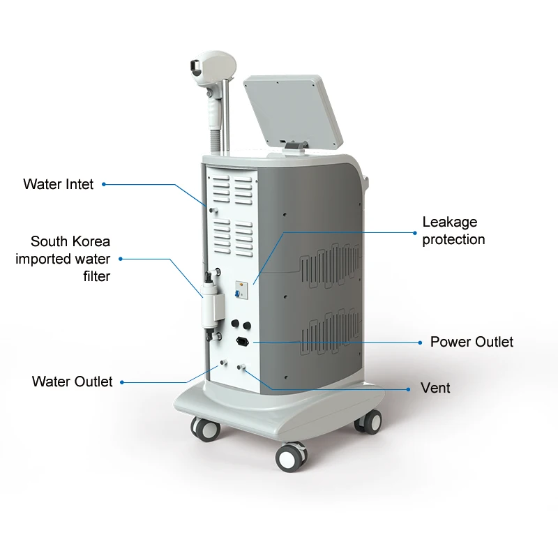 3 wave 755nm 808nm 1064nm 800w power lightsheer soprano permanent diode laser hair removal machine