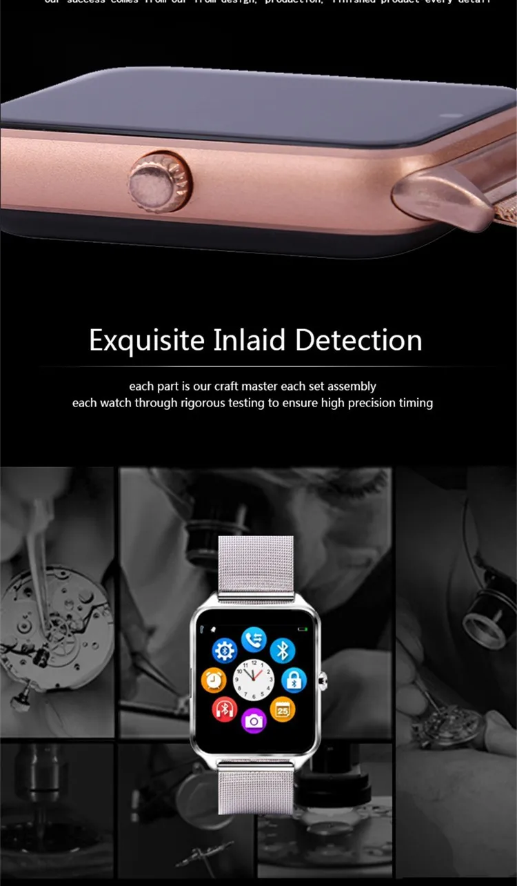 Bluetooth Smart Watch Phone Z60 Stainless Steel Support SIM TF Card Anti-Lost Fitness Tracker Smartwatch for Android