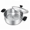 Top Designer High Quality Custom Logo Double Handle Serving Pan Stainless Steel Cookware Induction Bottom 26/28cm Casserole Pan