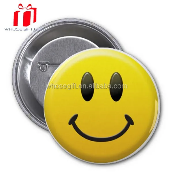 SMILEY FACE BUTTON ! VERY HIGH QUALITY PINS ALL METAL NOT PLASTIC AND TIN !