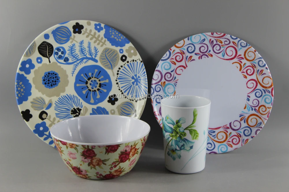 Flower Print Melamine Dinner Set For 2015