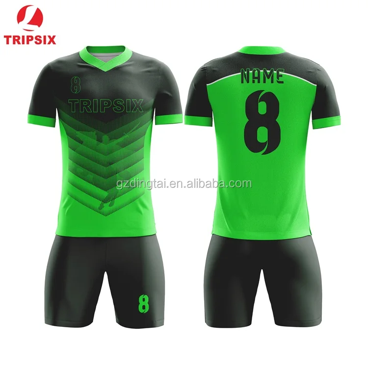 China Imported Black Green Polyester Soccer Jersey For Men