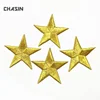 Wholesale Custom Iron on Backing Embroidered Golden Stars Applique Patches For Denim Jackets