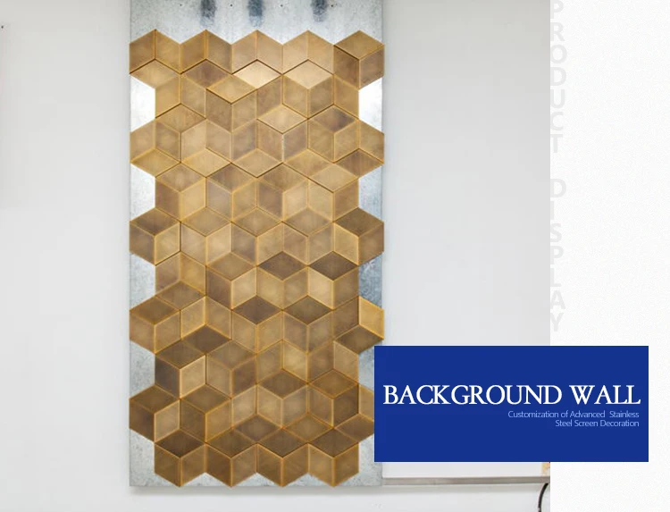 bronze hexagon laser interior stainless steel art decorative metal 3d wall panels backlit laser cut decor partition wall board