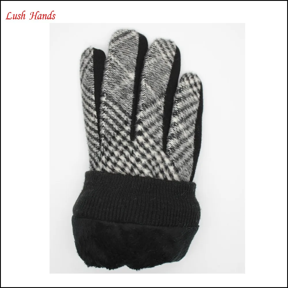 New style men's gloves made by black and white fabric and spandex velvet gloves