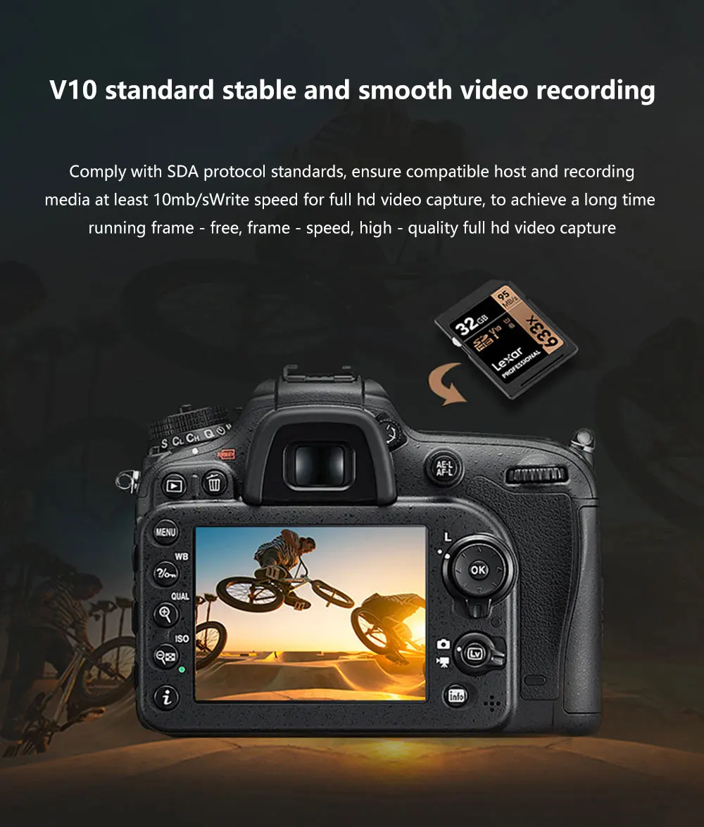 70% off Lexar 95M/s 633x 16G 32GB U1 SD-HC 64GB 128GB 256GB U3 SD Card SD-XC Class 10 memory Card For 1080p 3D 4K video Camera - ANKUX.COM