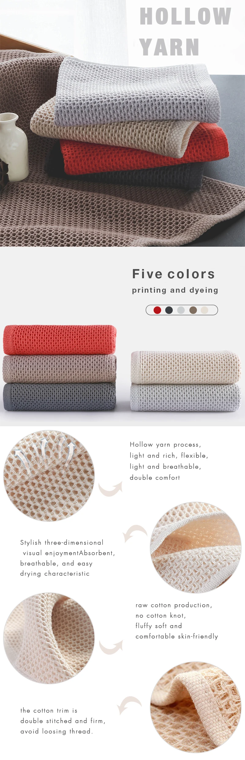 Japanese-style honeycomb modeling 40s combed cotton towel unisex face towel