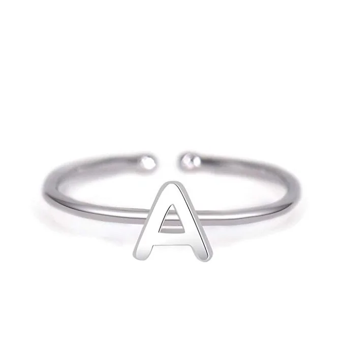 
Rhohdium Plated Sterling Silver 925 Stackable Initial Ring Alphabet Letter Knuckle Rings Bridesmaid 